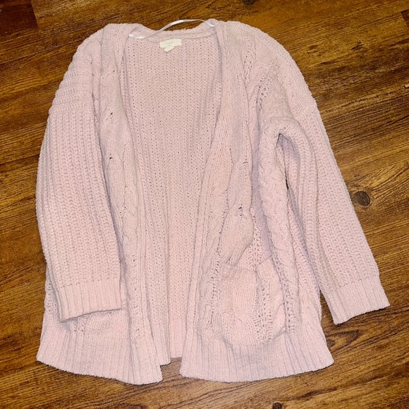Cupio Sweaters - ⭐️Cupio Light Pink Open Front Chunky Knit Long Sleeve Cardigan Size M